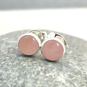 Rose Quartz Stud Earrings 5mm .. Rose Quartz Earrings .. Silver Studs .. Rose Quartz Studs