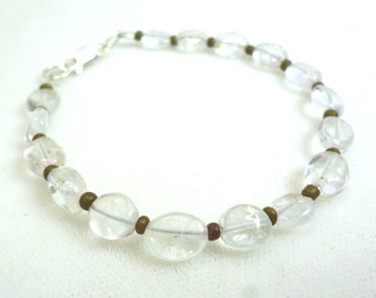 Clear Quartz Bracelet .. Quartz Stacking Bracelet .. Handmade Jewelry .. Natural Gemstone