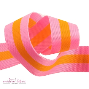 IN STOCK Tula Pink Webbing 1-1/2" (38mm) wide, Pink and Orange