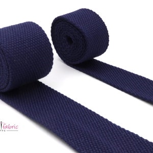Navy Cotton- 1 inch (25mm) or 1.5 inch (38mm) width  Webbing- Strapping by the yard. Great for bags and totes!!