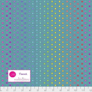 Tula Pink True Colors- Rainbow Hexy PWTP151.PEACOCK- Half Yard