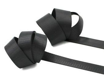 Black Herringbone 1 inch (25mm) or 1.5 inch (38mm) width Nylon Webbing- Strapping  by the yard. Great for bags and totes!!