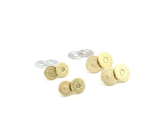 14mm and 18mm Gold Magnetic Snaps/Closures for Handbags & Wallets - Set of 2! - Bag Hardware