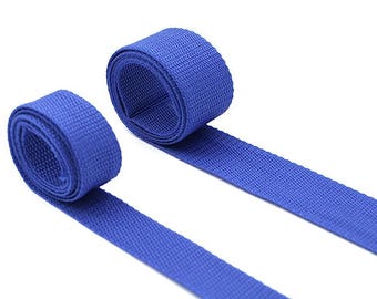 Blue Polypropylene  1 inch (25mm) or 1.5 inch (38mm) width Poly Webbing- Strapping by the yard. Great for bags and totes!!