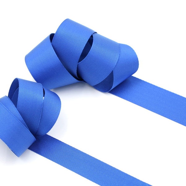 Blue 1 inch (25mm) or 1.5 inch (38mm) width Nylon Webbing- Strapping  by the yard. Great for bags and totes!!