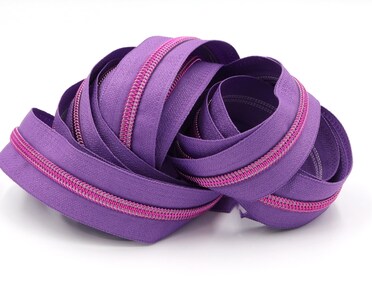 Nastro per cerniera arcobaleno PASTEL con denti a spirale color oro