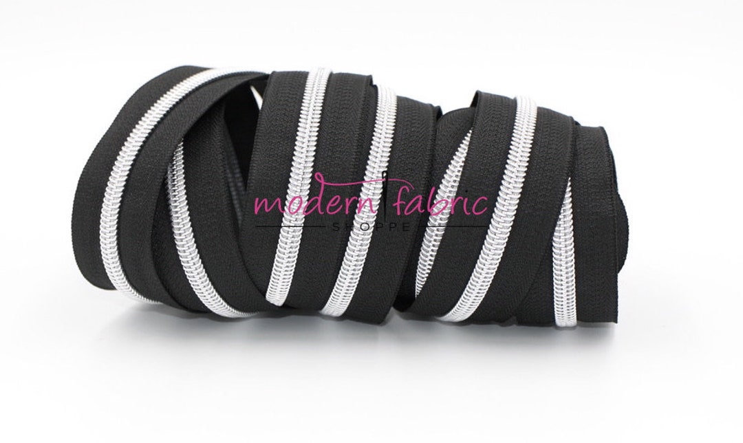 Black #5 Zipper Tape With Silver Teeth With Your Choice of Pulls - Etsy