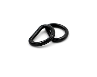 Black 1"- 25mm  D-Ring Hardware for Bags and Crafts, Set of 2