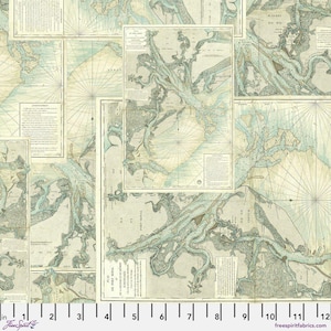 Tim Holtz- Eclectic Elements Palette- Teal Map PWTH273.TEAL- Half Yard- April 2025