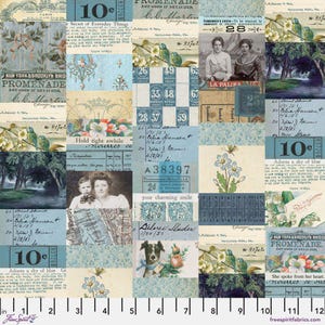 Tim Holtz- Eclectic Elements Palette- Blue Collage PWTH280.BLUE- Half Yard- May 2025