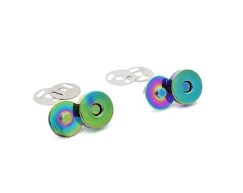 18mm Rainbow Magnetic Snaps/Closures for Handbags & Wallets - Set of 2! - Bag Hardware