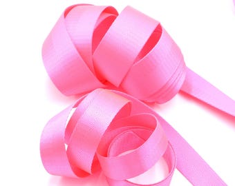 Neon Pink Herringbone 1 inch (25mm) or 1.5 inch (38mm) width Nylon Webbing- Strapping  by the yard. Great for bags and totes!!
