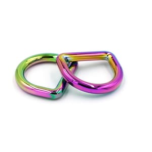 Rainbow Iridescent 1"- 25mm  D-Ring Hardware for Bags and Crafts, Set of 2