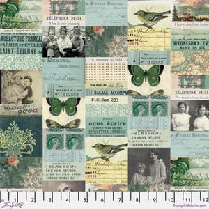 Tim Holtz- Eclectic Elements Palette- Teal Collage PWTH270.TEAL- Half Yard- April 2025