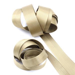 Tan Herringbone 1 inch (25mm) or 1.5 inch (38mm) width Nylon Webbing- Strapping  by the yard. Great for bags and totes!!