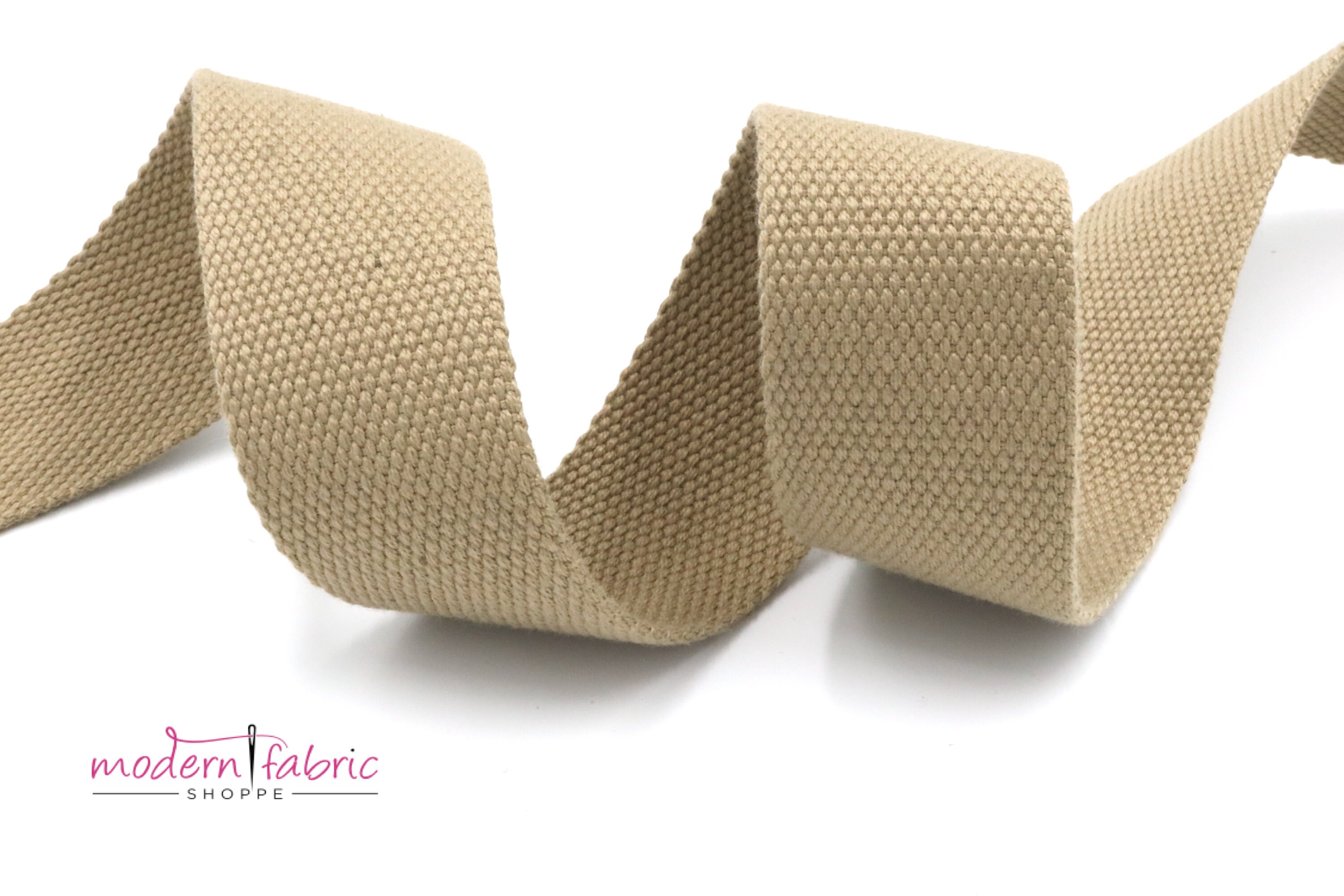 Khaki Cotton- 1 Inch (25mm) or 1.5 Inch (38mm) Width Webbing