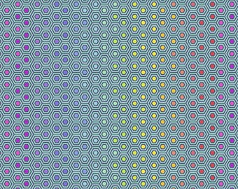 Tula Pink True Colors- Rainbow Hexy PWTP151.PEACOCK- Medio metro