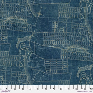 Tim Holtz- Eclectic Elements Palette- Blue Map PWTH283.BLUE- Half Yard- May 2025