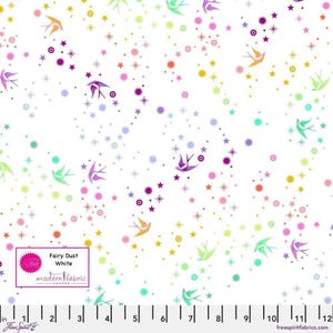 Tula Pink&#39;s True Colors- Fairy Dust PWTP133.WHITE- Half Yard  April 2023 Release