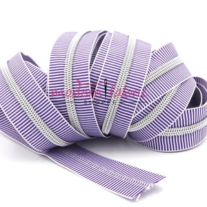 Turquoise/White ZEBRA Zipper  #5 Zipper Tape with Silver Teeth with your choice of pulls
