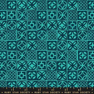 Poolside Too- Collaboration by Ruby Star Society- Architectural Blocks RS 5201 16- Peacock- Half Yard- April 2026