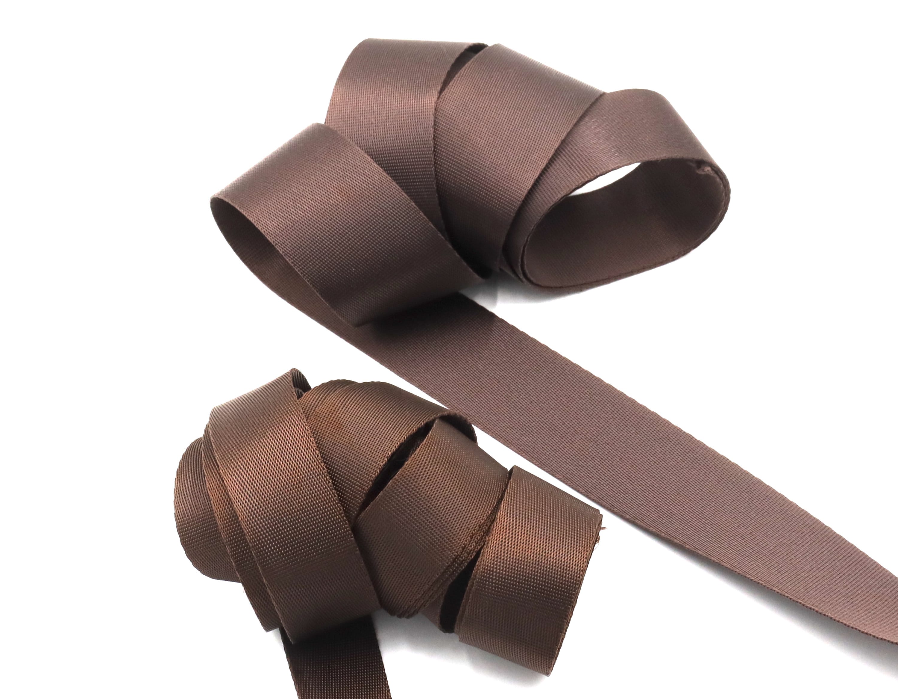 Brown 1 inch (25mm) or 1.5 inch (38mm) width Nylon Webbing- Strapping  by the yard.