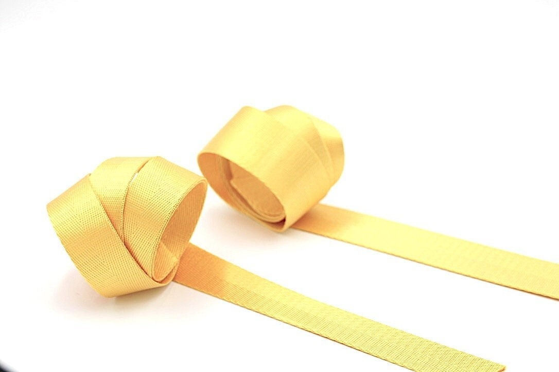 Bright Yellow Herringbone 1 inch (25mm) or 1.5 inch (38mm) width Nylon Webbing- Strapping  by the yard. Great for bags and totes!!