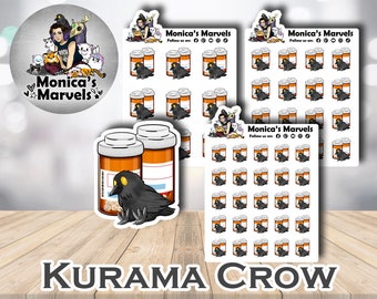 Chibi Kurama the Crow - Medication - Printable Planner Stickers