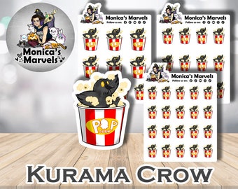 Chibi Kurama the Crow - Popcorn - Printable Planner Stickers