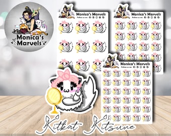 Chibi Kitkat Kitsune - Makeup - Printable Planner Stickers