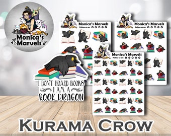 Chibi Kurama the Crow - Book Reading - Printable Planner Stickers