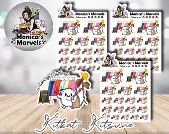 Chibi Kitkat Kitsune - Thrifting - Printable Planner Stickers