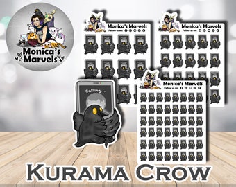 Chibi Kurama the Crow - Phone Call - Printable Planner Stickers