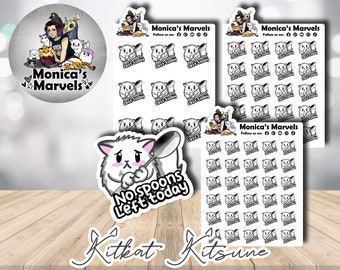 Chibi Kitkat Kitsune - No Spoons - Printable Planner Stickers