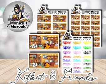 Chibi Kitkat and Friends - Library Card - Printable Planner Stickers