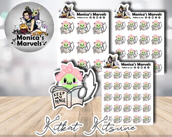 Chibi Kitkat Kitsune - Keeping My Peace - Printable Planner Stickers