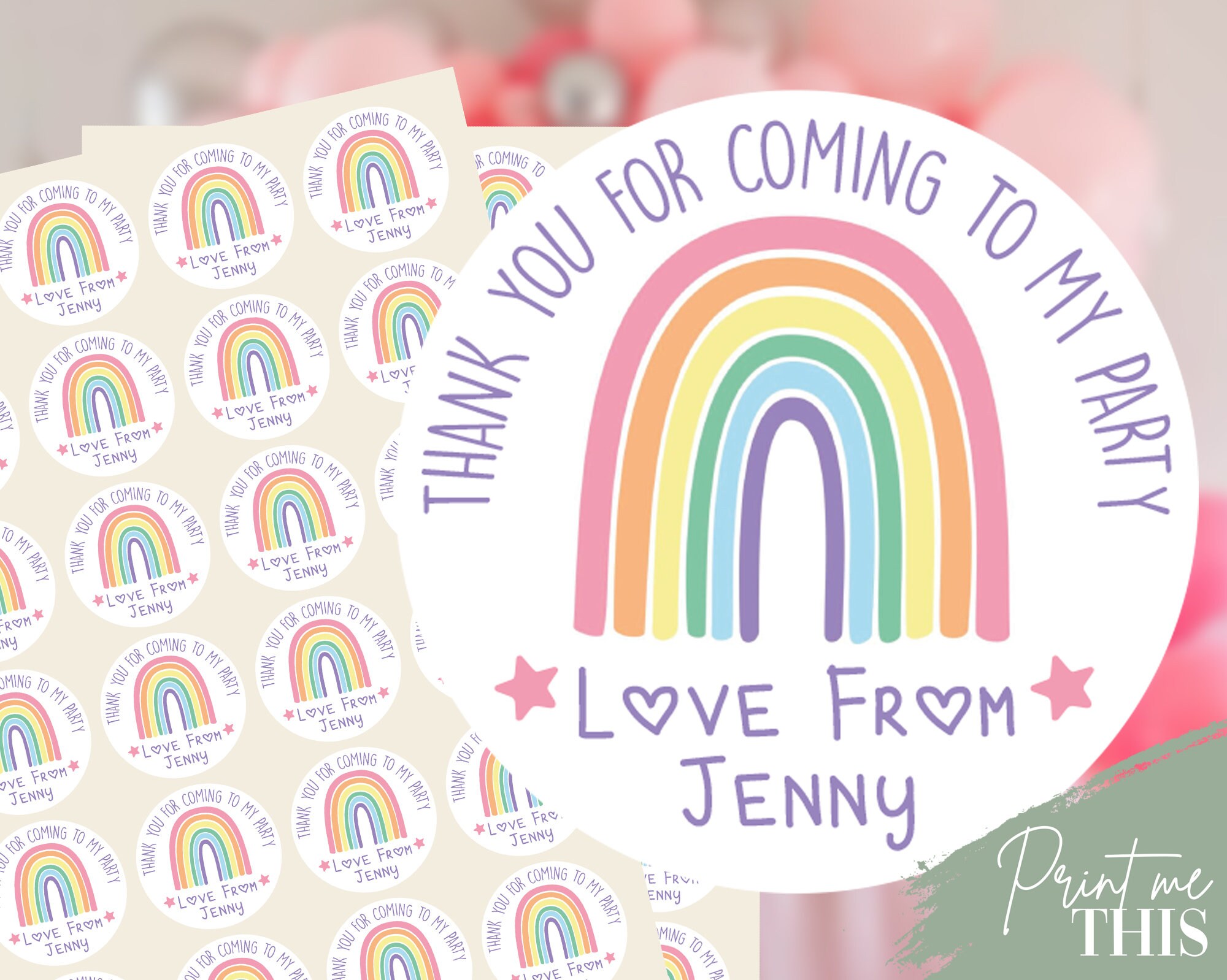 Personalised Rainbow Stickers Thank You Rainbow Stickers - Etsy UK