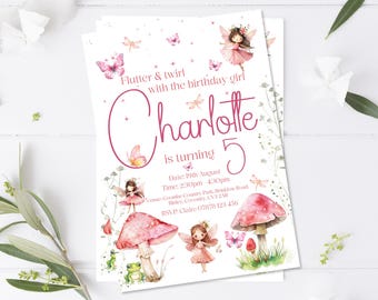 Personalised Fairy Birthday Party Invitations - Children's Birthday Invites - Boy Girl Invitations - Fairy Princess Party Invitations