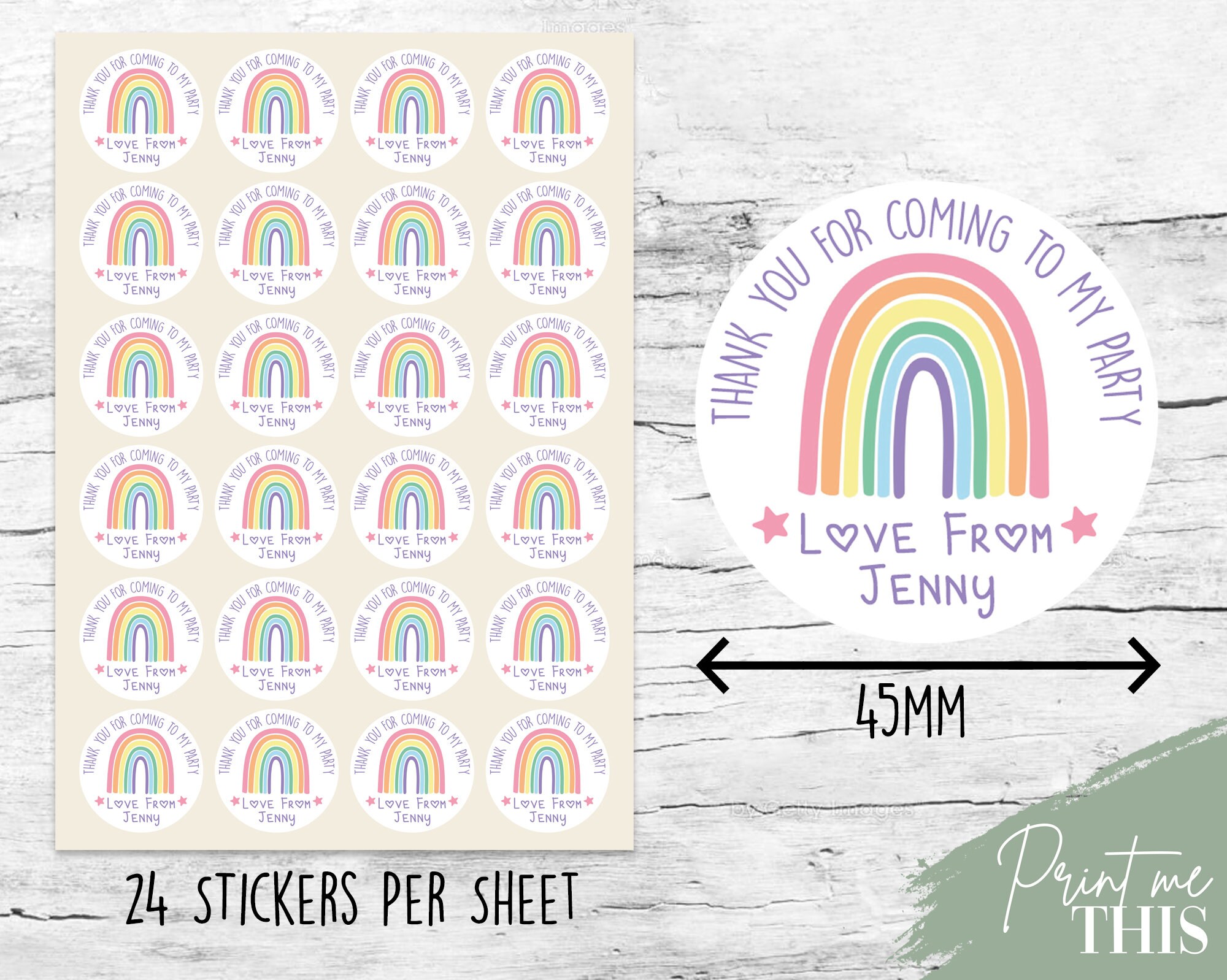 Personalised Rainbow Stickers Thank You Rainbow Stickers - Etsy UK