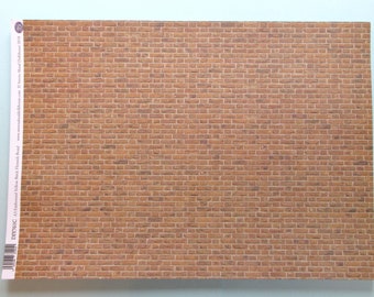 Dolls House 1:12 Scale A3 Embossed RED Brick Wallpaper DIY759A 