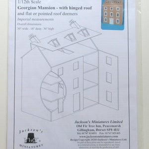 Plattegronden poppenhuis schaal 1/12 - Georgisch herenhuis met scharnierend dak (DIY336)