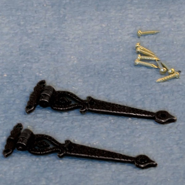 1/12th Scale Dolls' House Black Ornate Hinge - Pack of 2 (DIY744)