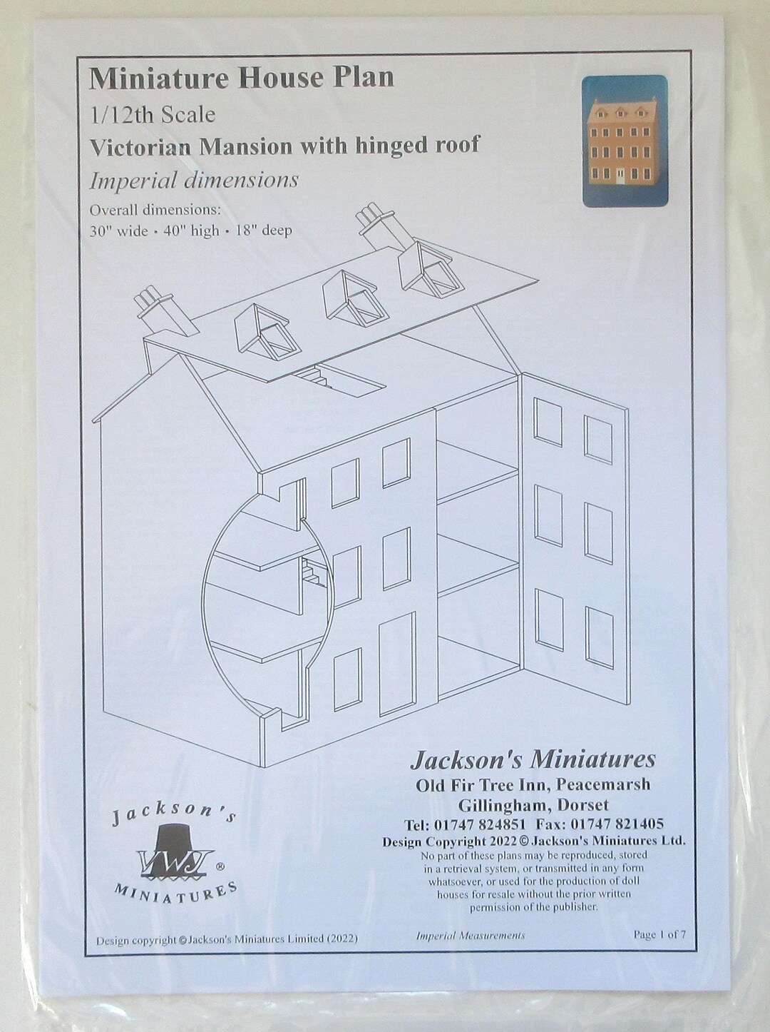 1/12スケール ドールハウス設計図 - ビクトリア様式の邸宅 (DIY817