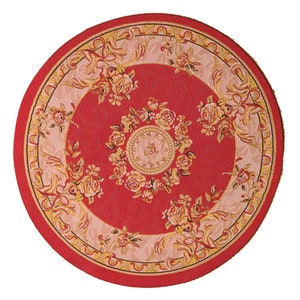 1/12th Scale Dolls' House Miniature - Red & Gold Circular Rug (6846)