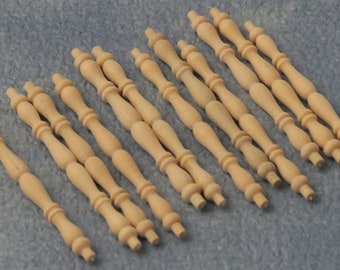 1/12th Scale Dolls House Miniatures - Wooden Spindles - Pack of 12 (DIY95606)