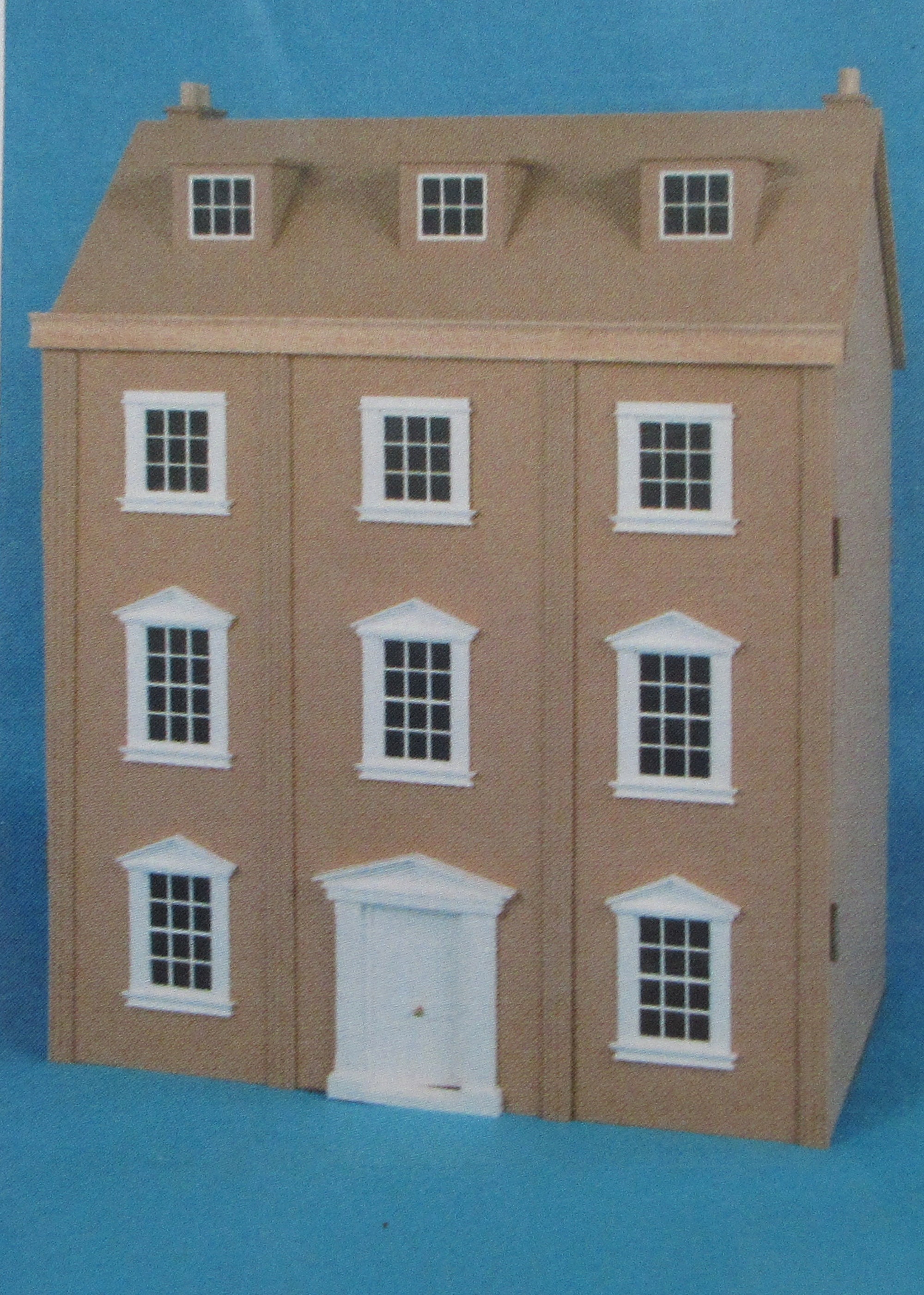 1/12スケールのドールハウス設計図 - 蝶番屋根のジョージアン様式邸宅