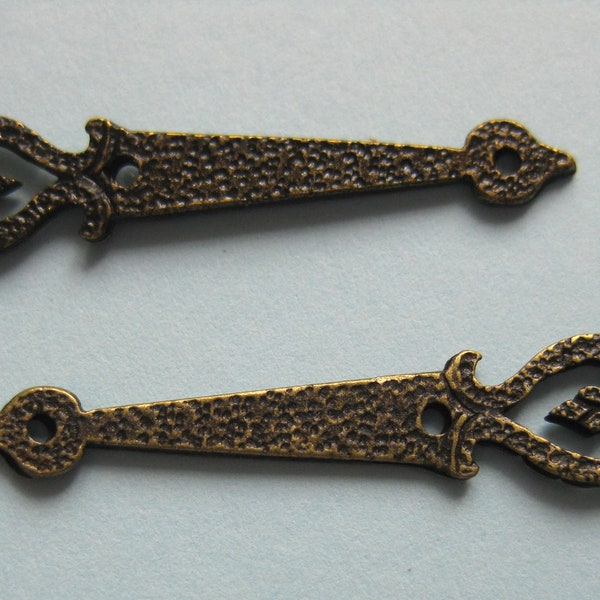 1/12th Scale Dolls' House Antique Brass Ornate Hinge - Pack of 2 (DIY743)