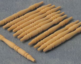 1/12th Scale Dolls House Miniatures - Wooden Spindles - Pack of 12 (DIY95604)