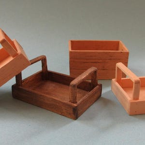 1/12th Scale Dolls House Miniature - Set of 4 Wooden Crates
