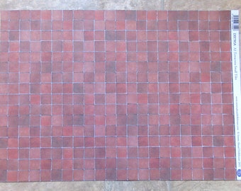 1/12th Scale Dolls' House Flooring Card A3 - Terracotta Square Tiles (DIY785A)